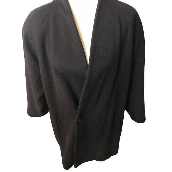 Anne Klein wool black fully lined single breasted vintage pea coat size 2X - Picture 5 of 12